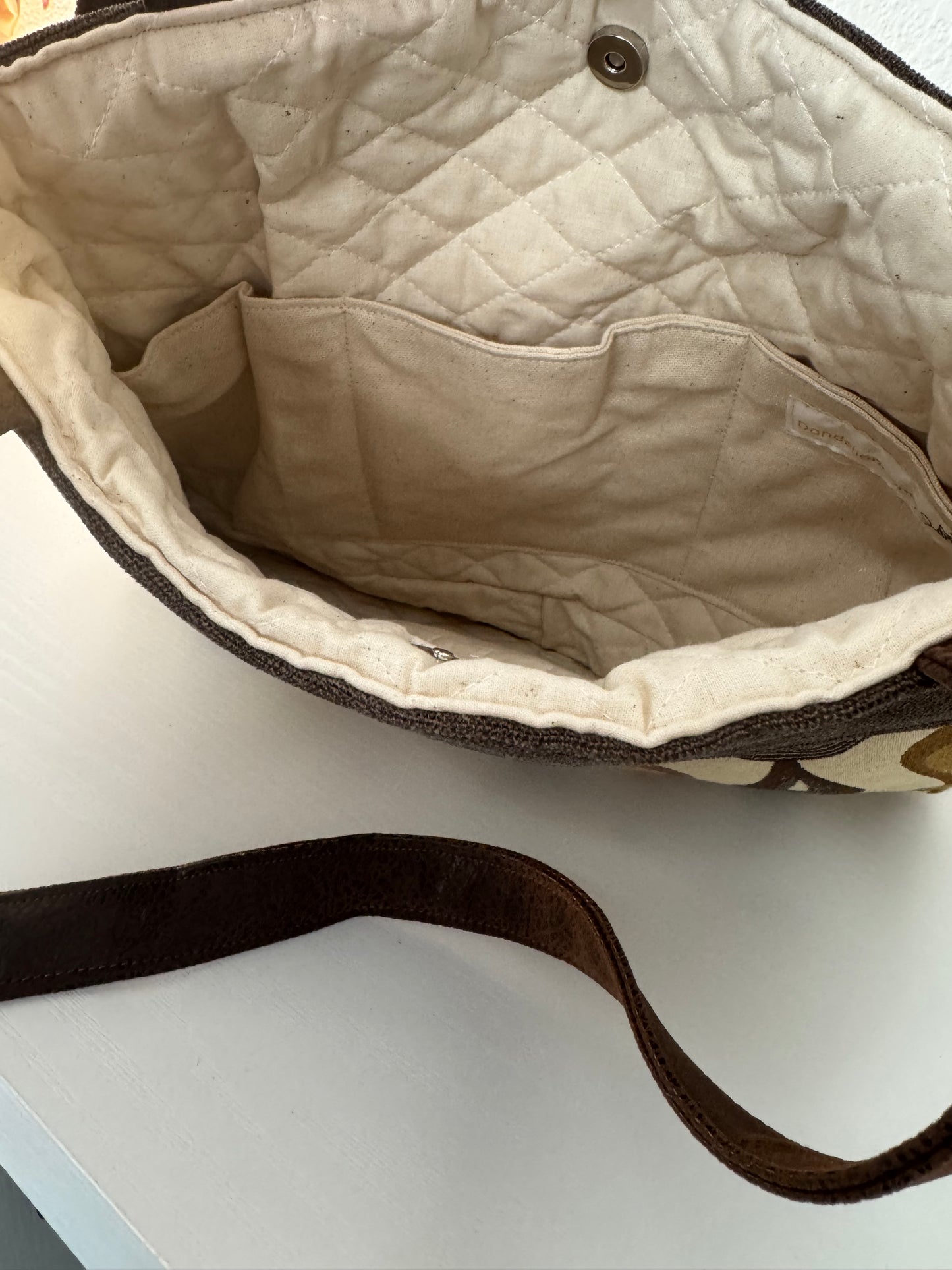 Brown and Beige Tapestry Handbag Purse Tote