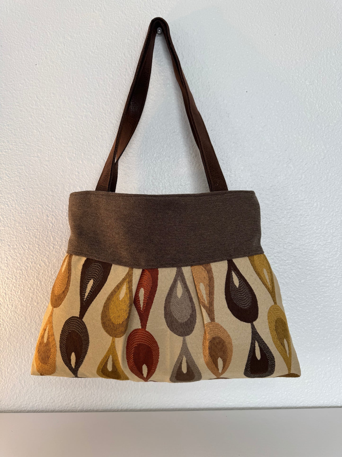Brown and Beige Tapestry Handbag Purse Tote