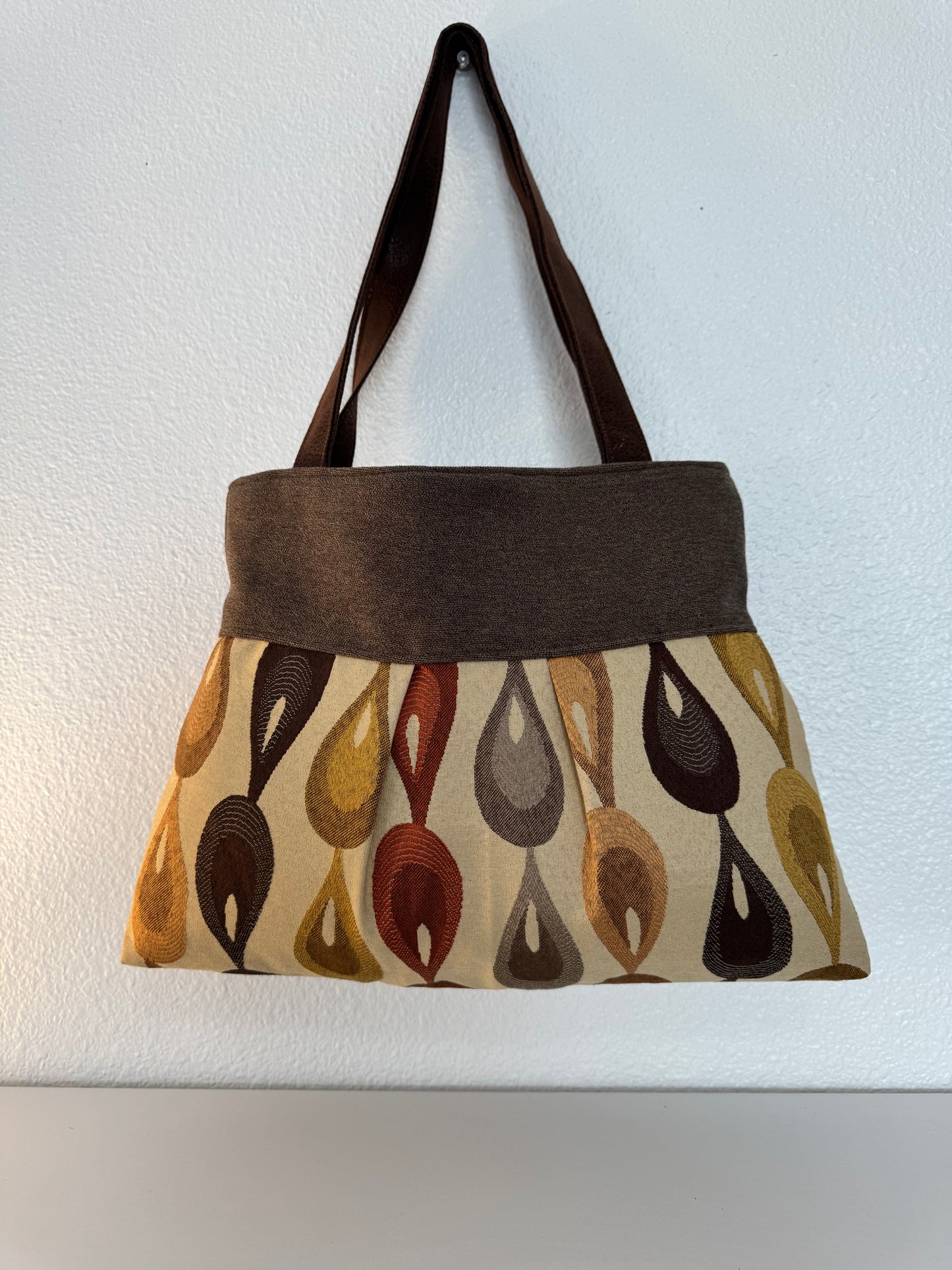 Brown and Beige Tapestry Handbag Purse Tote