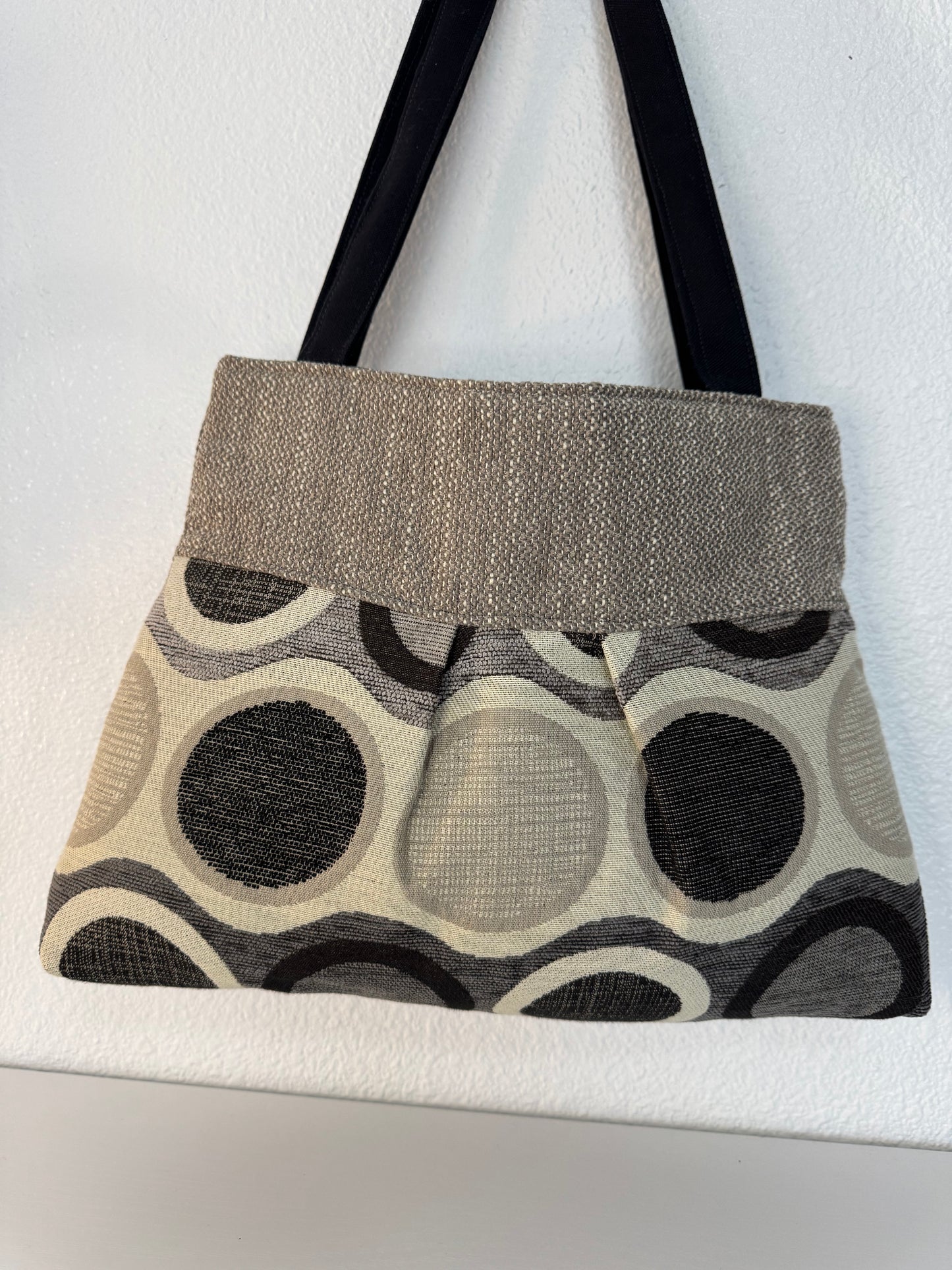 Grey and Black Tapestry Handbag Purse Tote