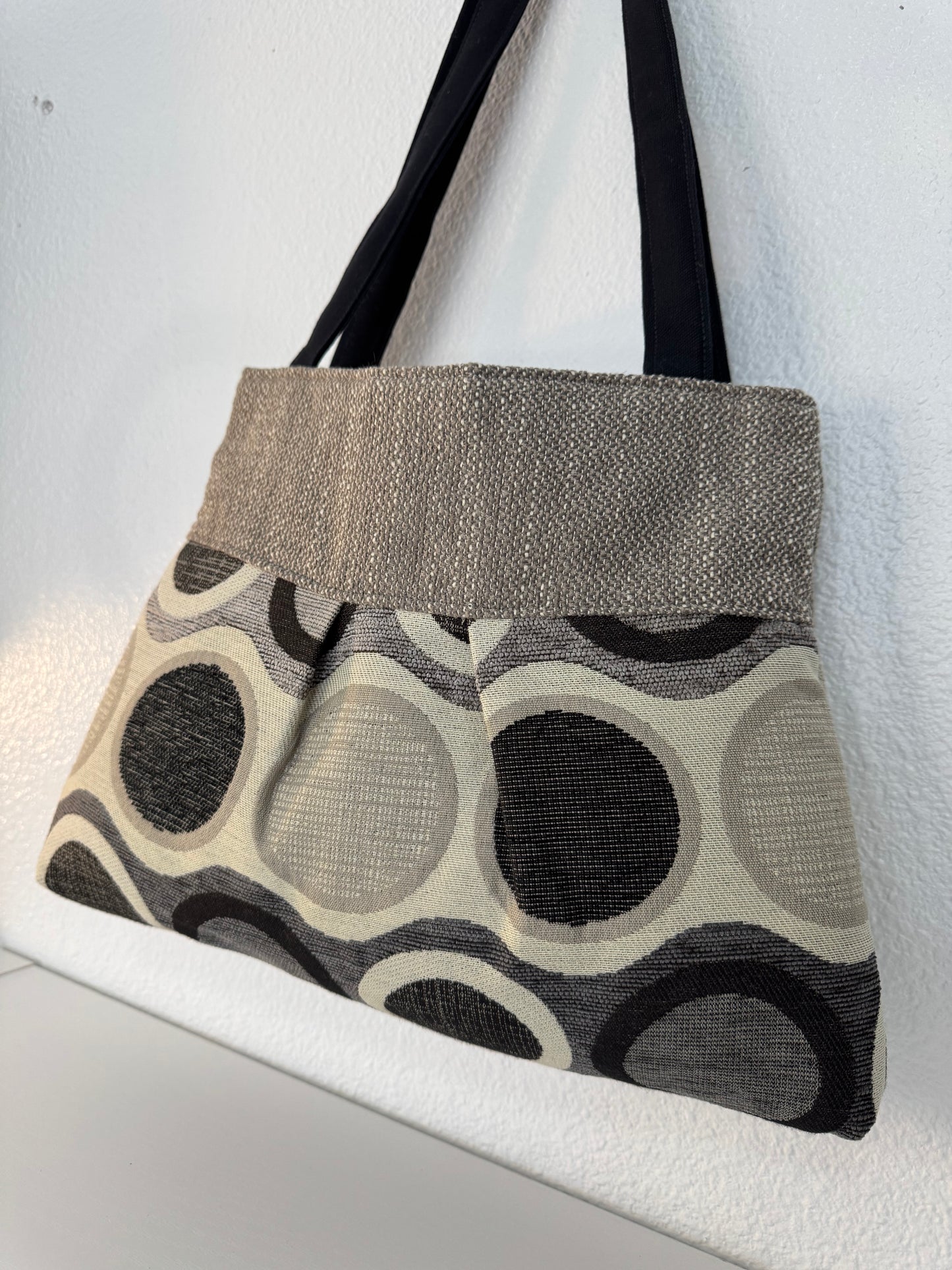 Grey and Black Tapestry Handbag Purse Tote