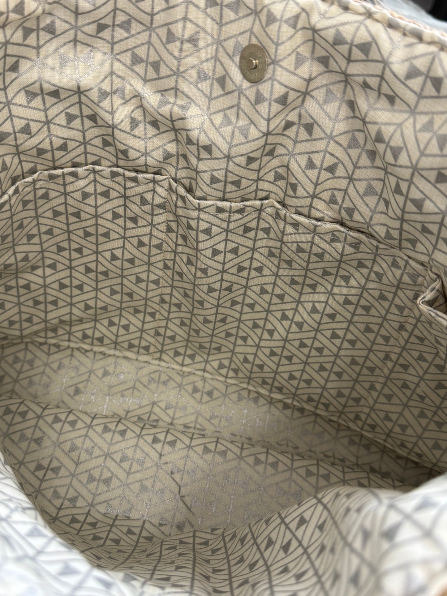 Grey and Brown Floral Tote Bag Purse with Jute Webbing