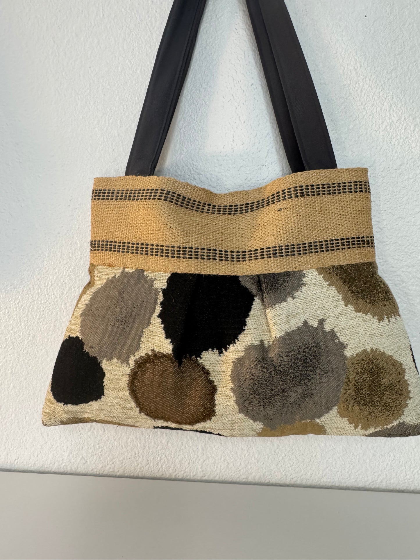 Brown and Black Tapestry Handbag Tote Purse