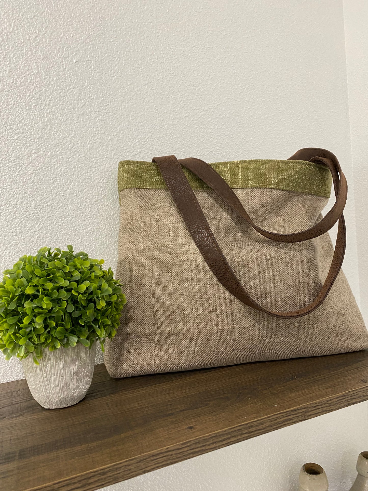 Green and Teal Tapestry Tote Handbag Purse