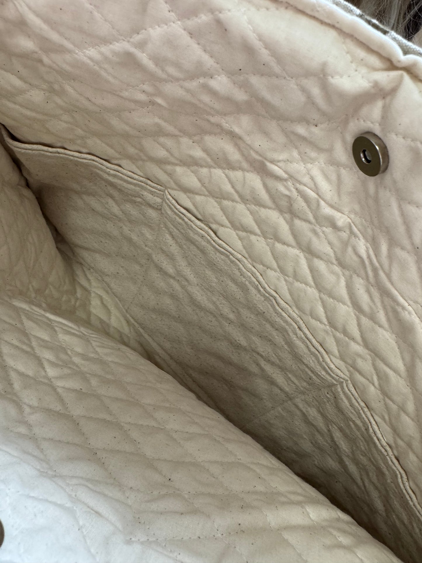 Script Pattern Tote Bag in Gray and Gold