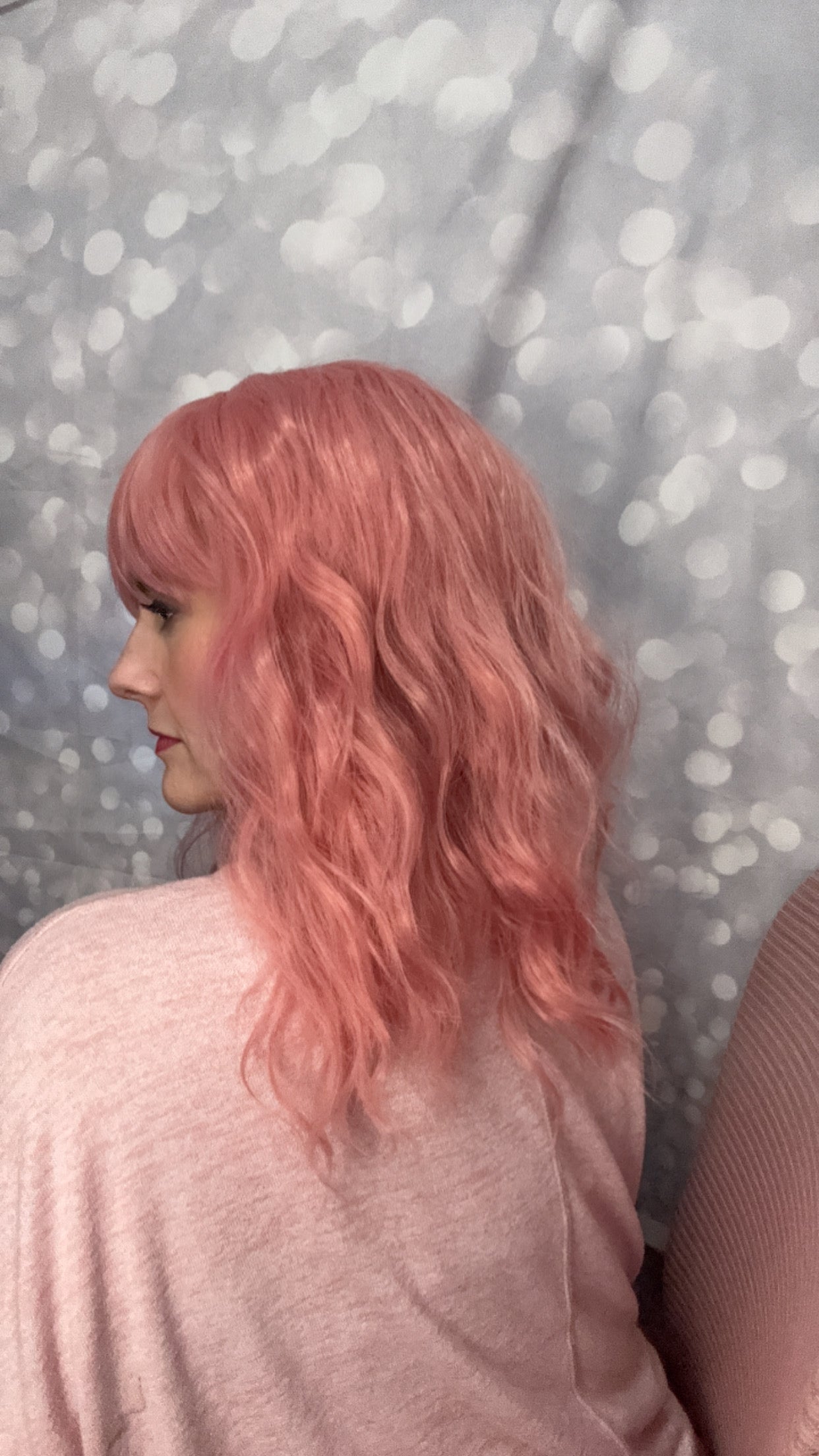 DESTASH SALE-PINK WAVY BOB WITH BANGS #28