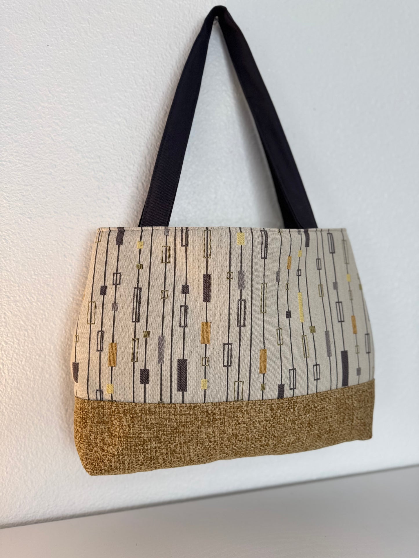 Yellow Gold and Grey Tapestry Handbag Purse Tote