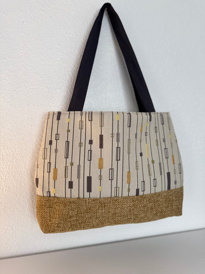 Yellow Gold and Grey Tapestry Handbag Purse Tote