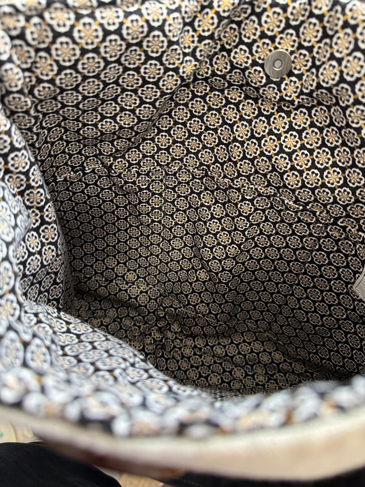 Yellow Gold and Grey Floral Handbag Tote Purse