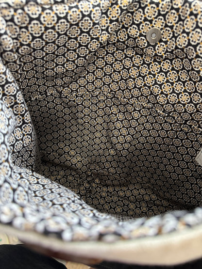 Yellow Gold and Grey Floral Handbag Tote Purse