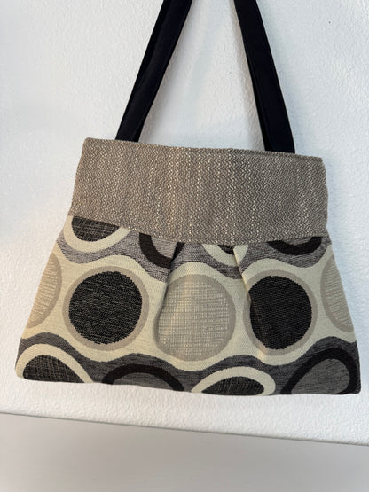 Grey and Black Tapestry Handbag Purse Tote