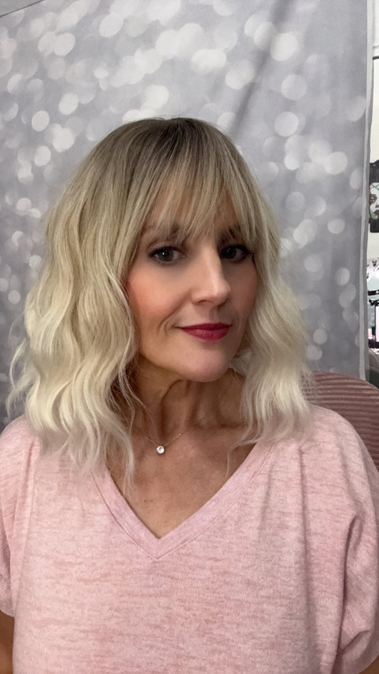 DESTASH SALE - BLONDE WAVY BOB WITH BANGS #22