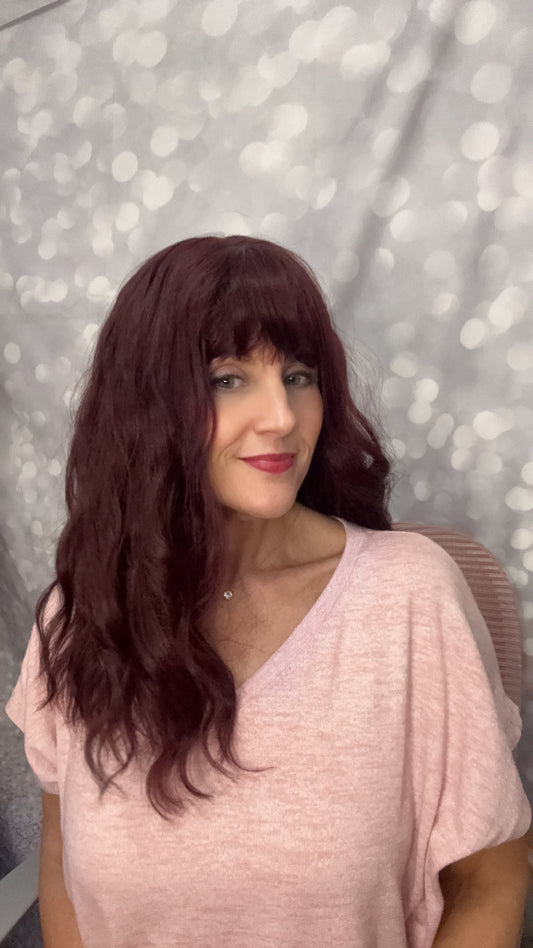 DESTASH SALE DEEP RED WAVY WITH BANGS #29