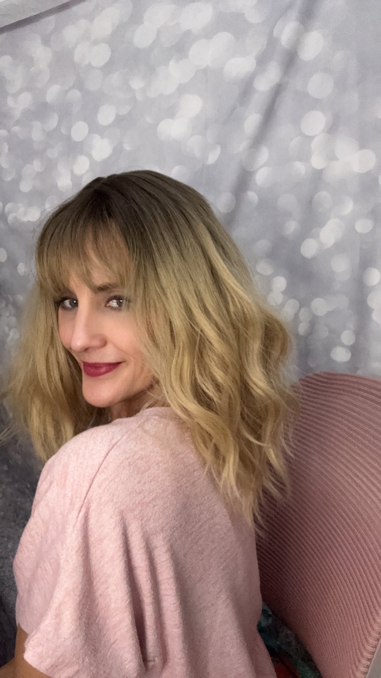 DESTASH SALE- DARK BLONDE WAVY BOB WITH BANGS #35