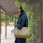 Yellow Gold and Grey Tapestry Handbag Purse Tote
